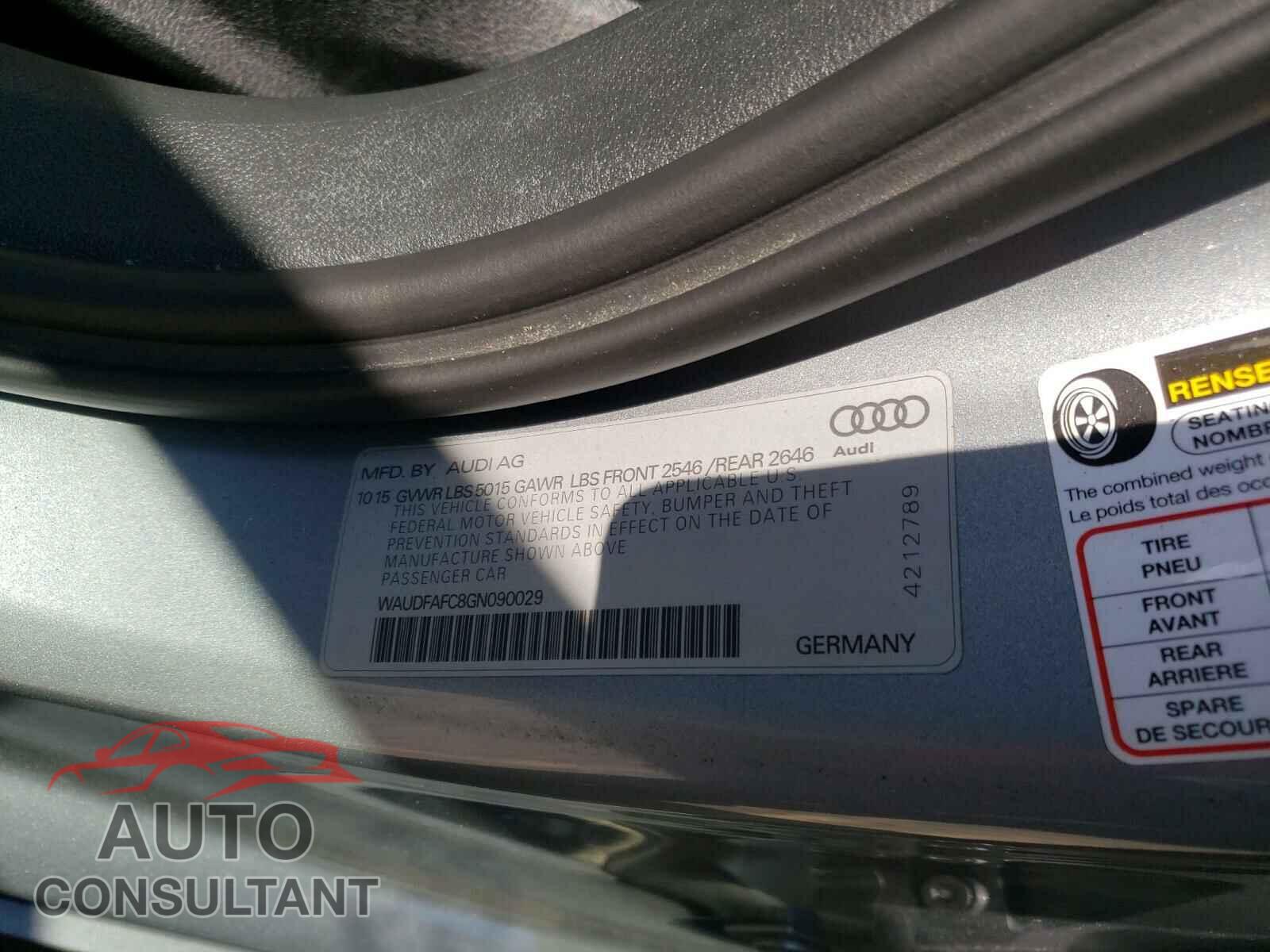 AUDI A6 2016 - WAUDFAFC8GN090029