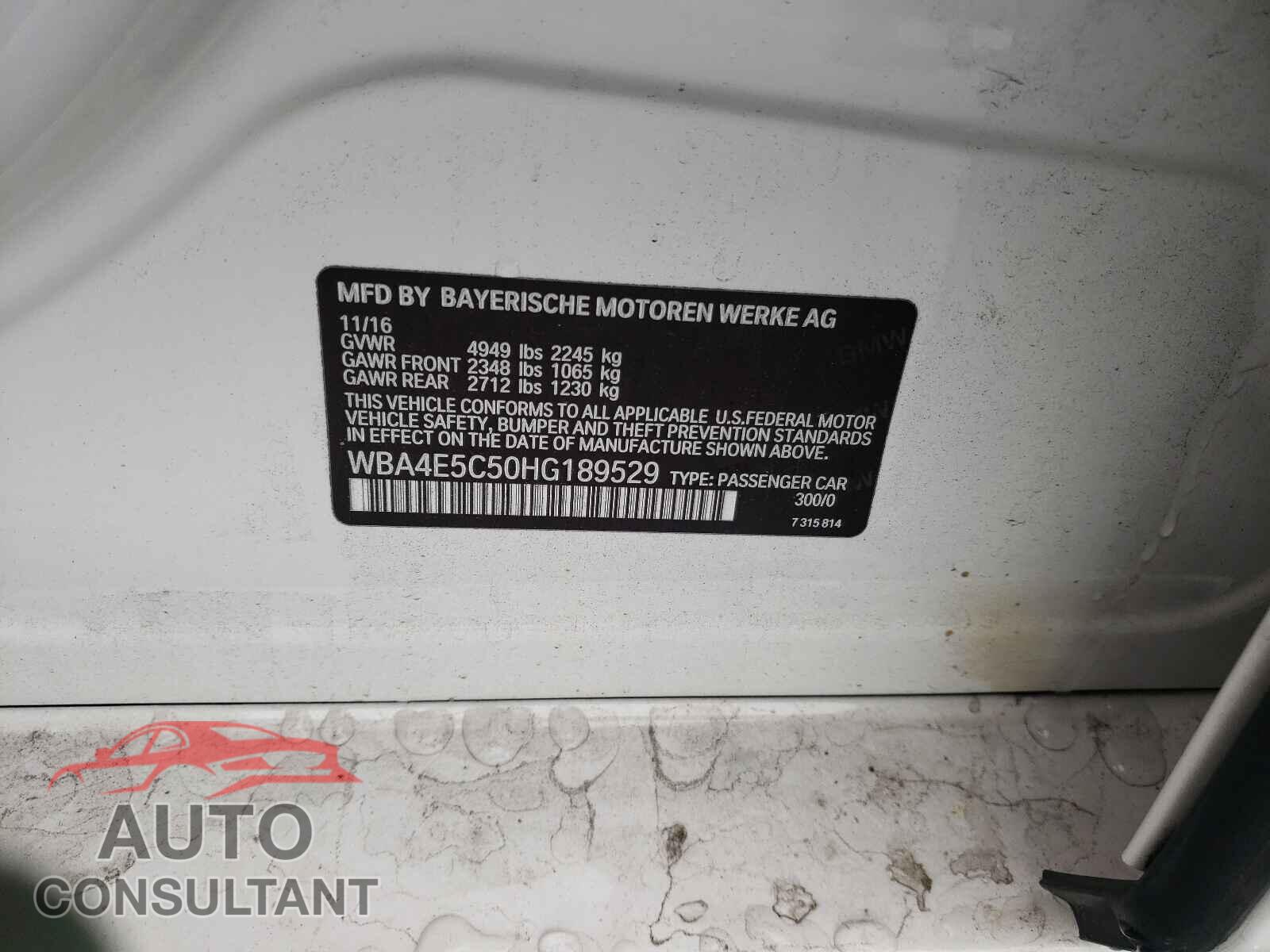 BMW 4 SERIES 2017 - WBA4E5C50HG189529