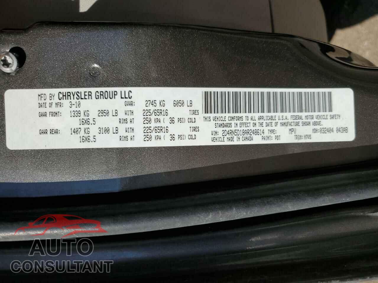 DODGE CARAVAN 2010 - 2D4RN5D18AR248614