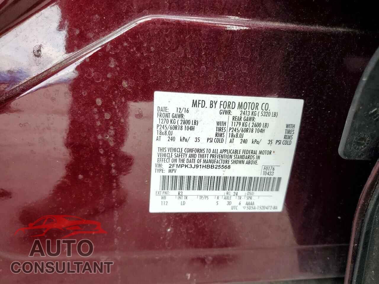 FORD EDGE 2017 - 2FMPK3J91HBB25568