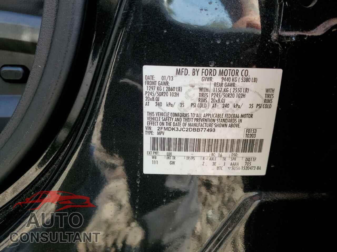 FORD EDGE 2013 - 2FMDK3JC2DBB77493