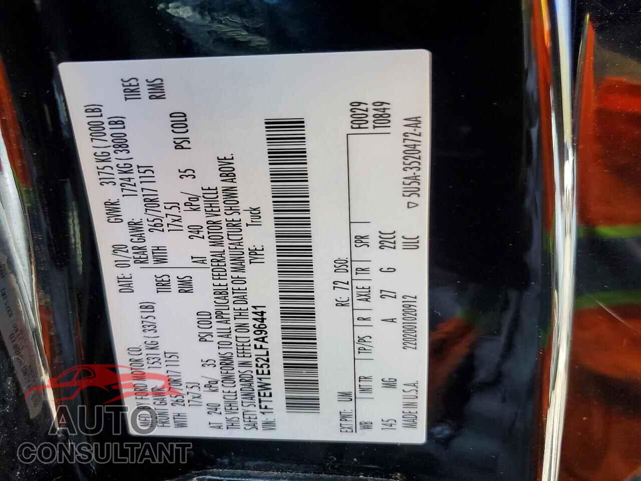 FORD F150 2020 - 1FTEW1E52LFA96441