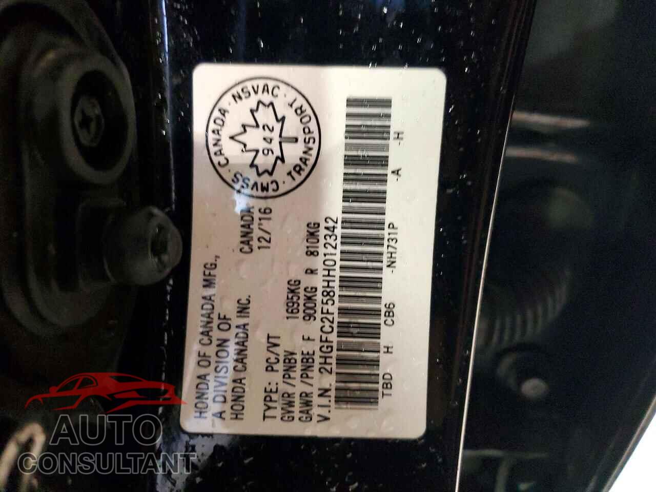 HONDA CIVIC 2017 - 2HGFC2F58HH012342
