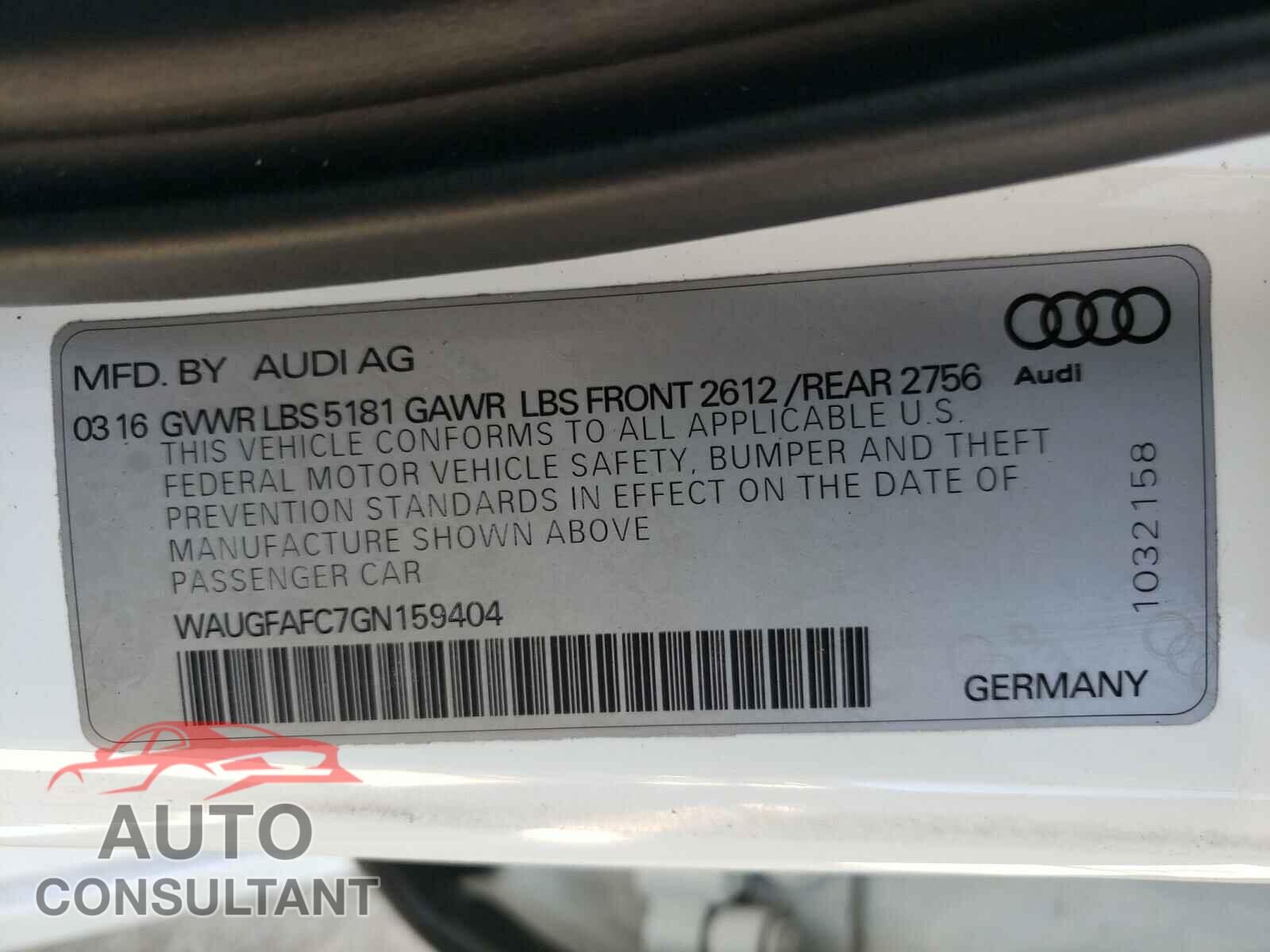 AUDI A6 2016 - WAUGFAFC7GN159404
