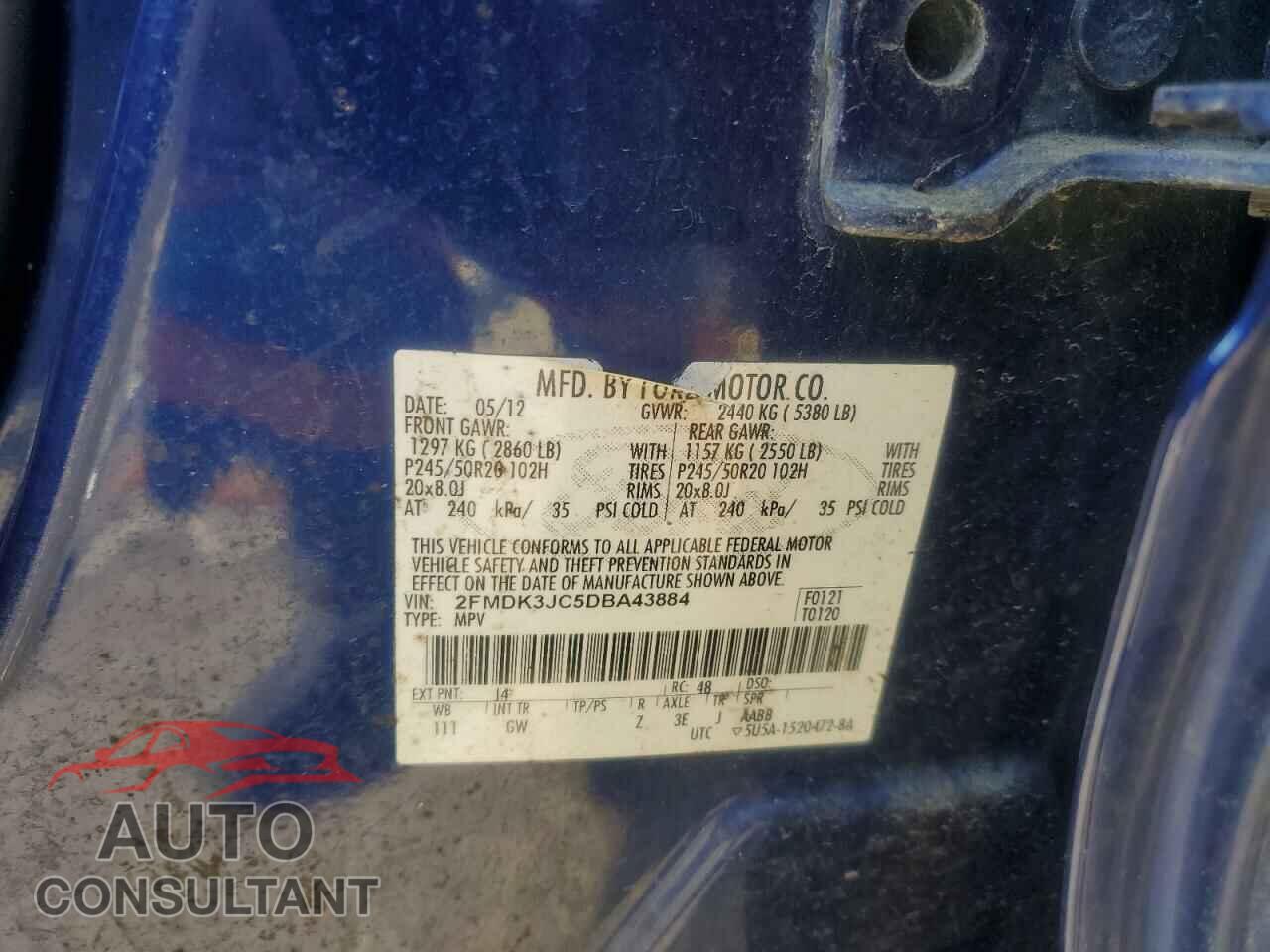 FORD EDGE 2013 - 2FMDK3JC5DBA43884