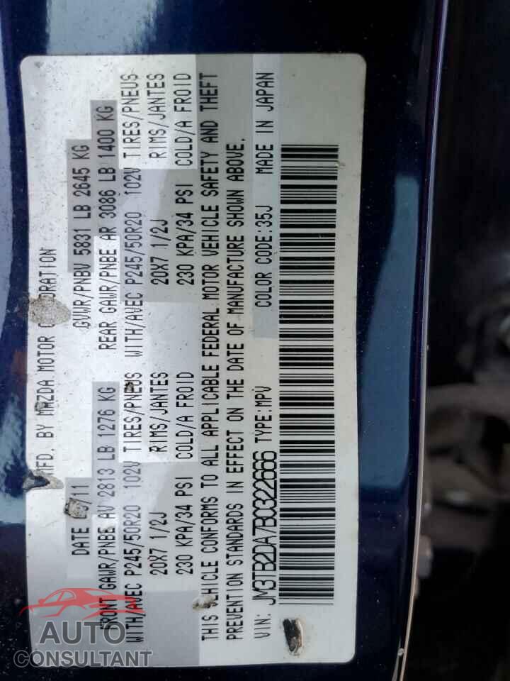 MAZDA CX-9 2011 - JM3TB2DA7B0322666