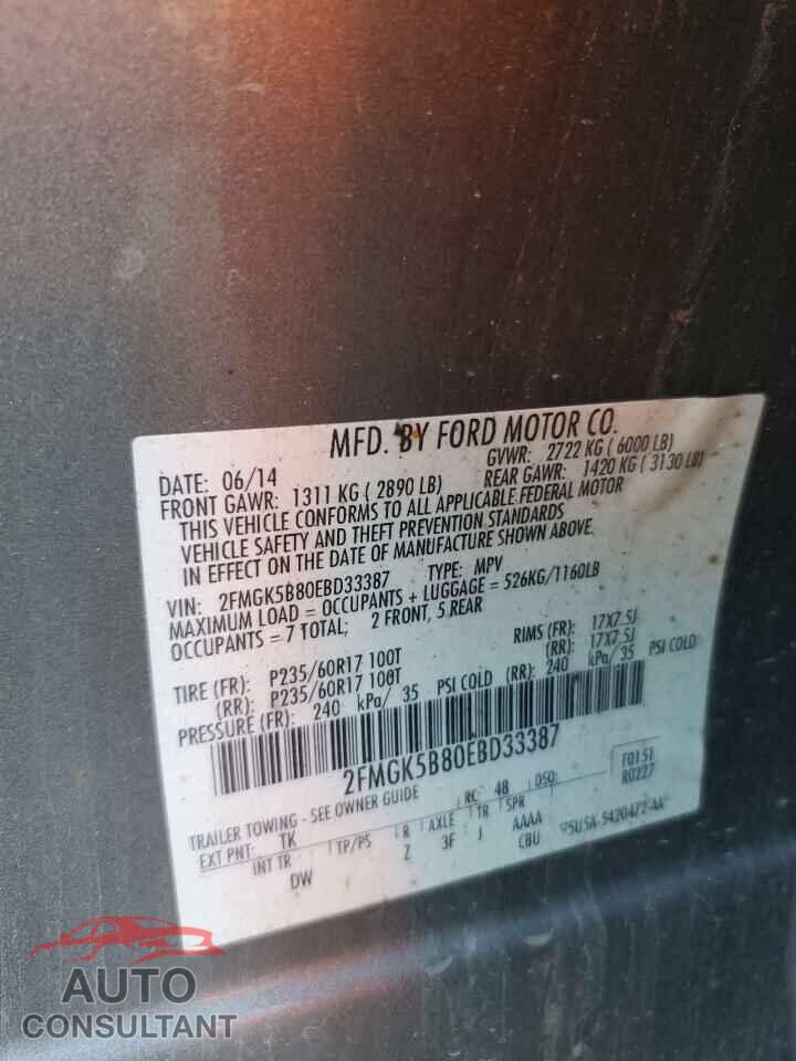 FORD FLEX 2014 - 2FMGK5B80EBD33387