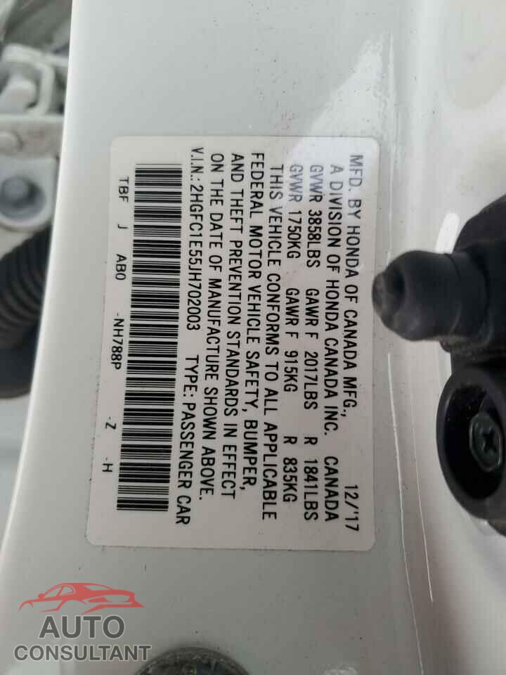 HONDA CIVIC 2018 - 2HGFC1E55JH702003