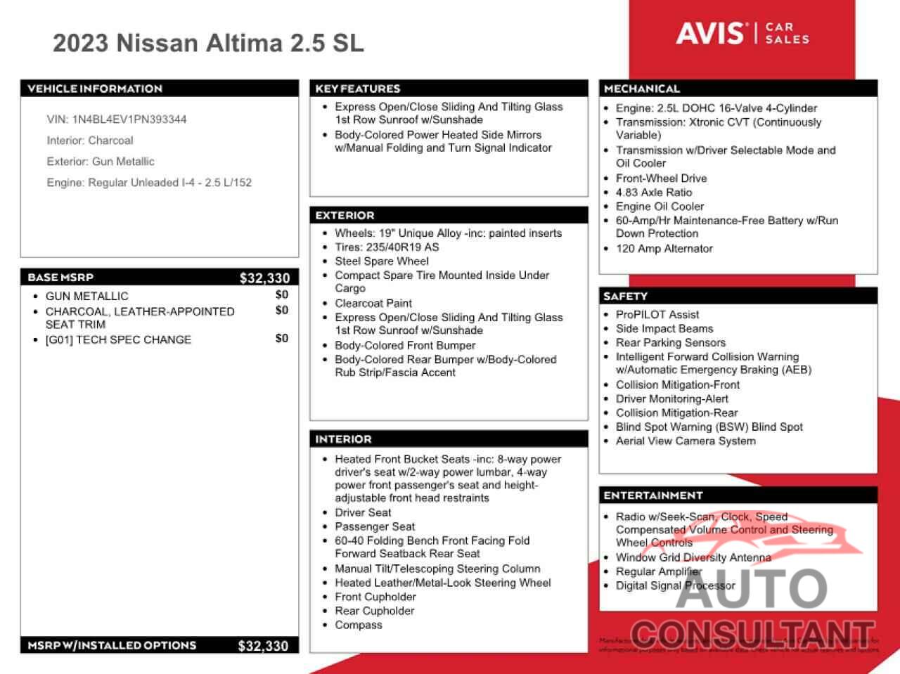 NISSAN ALTIMA 2023 - 1N4BL4EV1PN393344