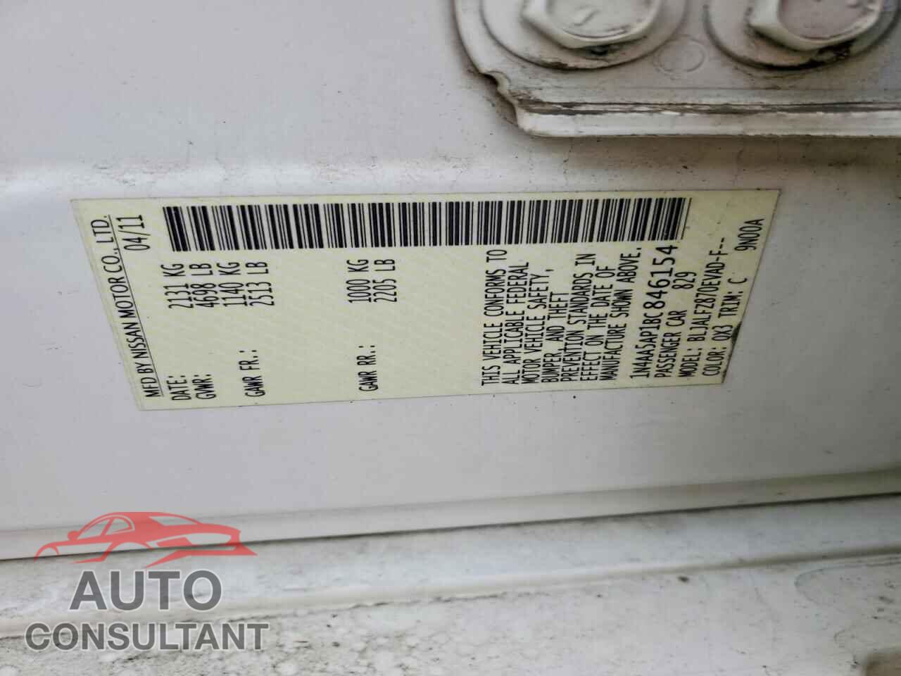 NISSAN MAXIMA 2011 - 1N4AA5AP1BC846154