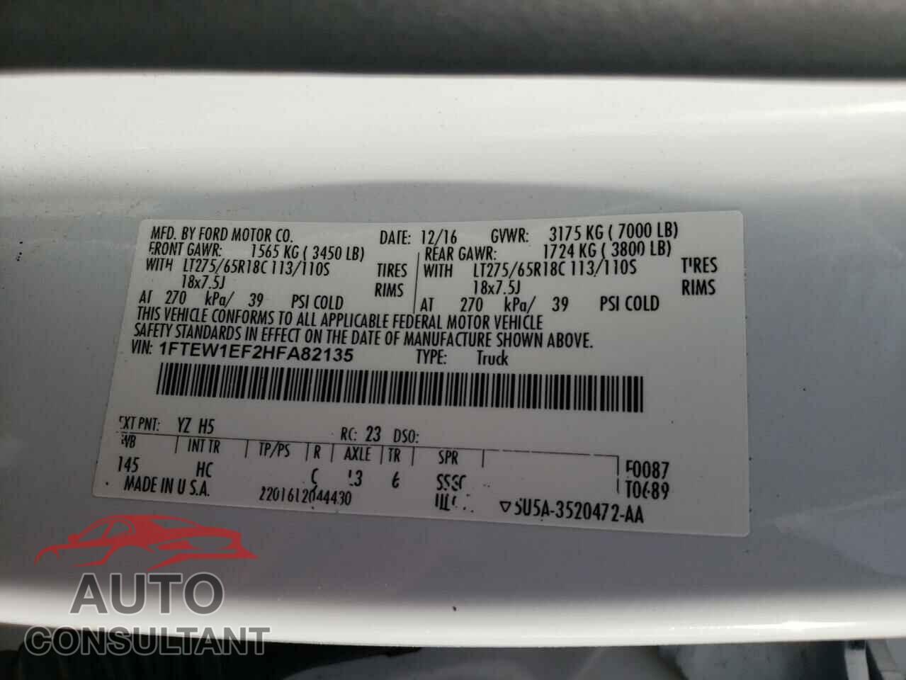 FORD F-150 2017 - 1FTEW1EF2HFA82135