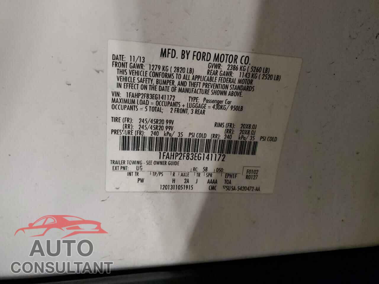 FORD TAURUS 2014 - 1FAHP2F83EG141172