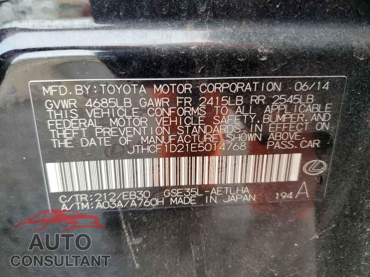 LEXUS IS 2014 - JTHCF1D21E5014768