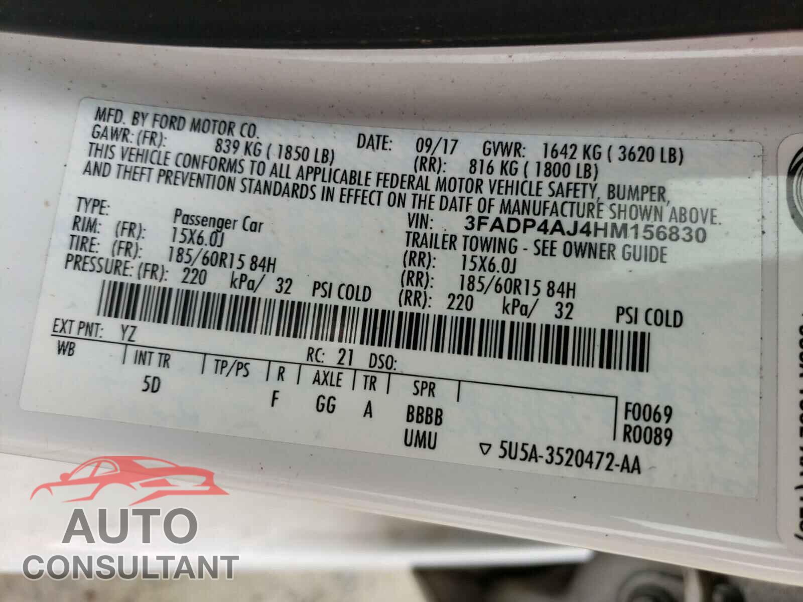 FORD FIESTA 2017 - 3FADP4AJ4HM156830