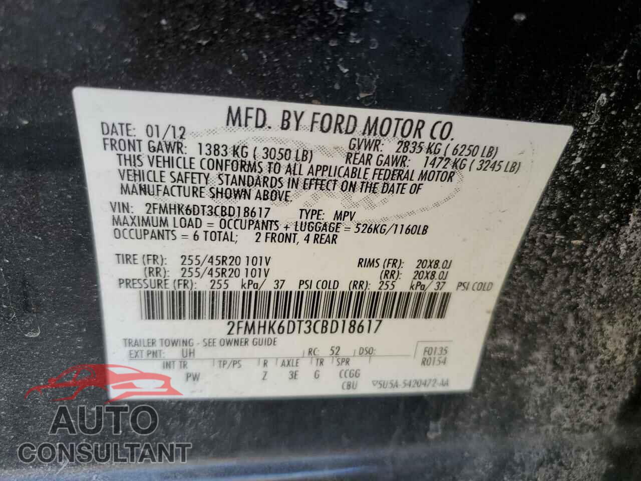 FORD FLEX 2012 - 2FMHK6DT3CBD18617