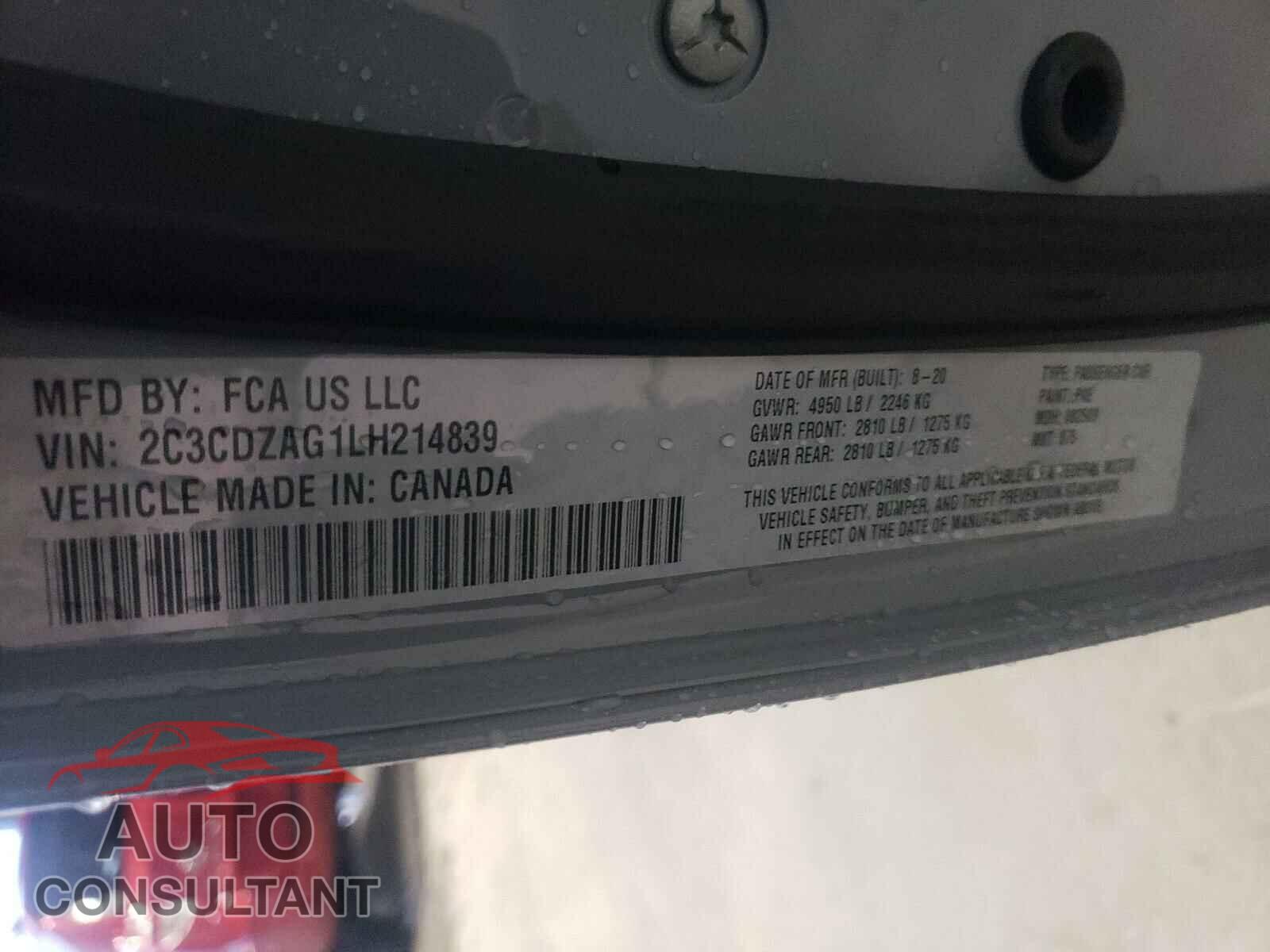 DODGE CHALLENGER 2020 - 2C3CDZAG1LH214839