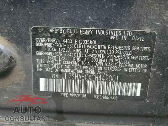 SUBARU FORESTER 2012 - JF2SHABCXCH442001