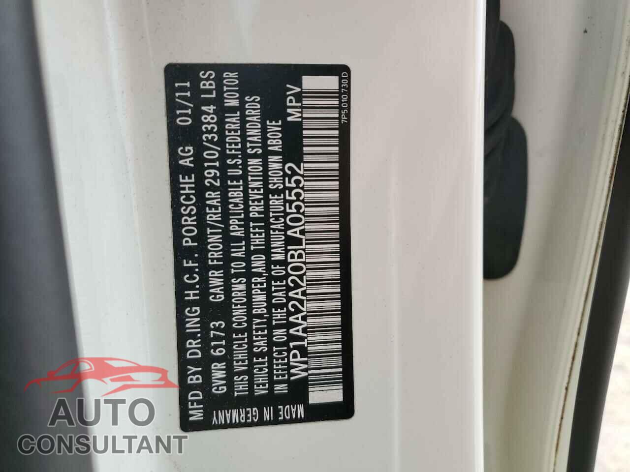 PORSCHE CAYENNE 2011 - WP1AA2A20BLA05552
