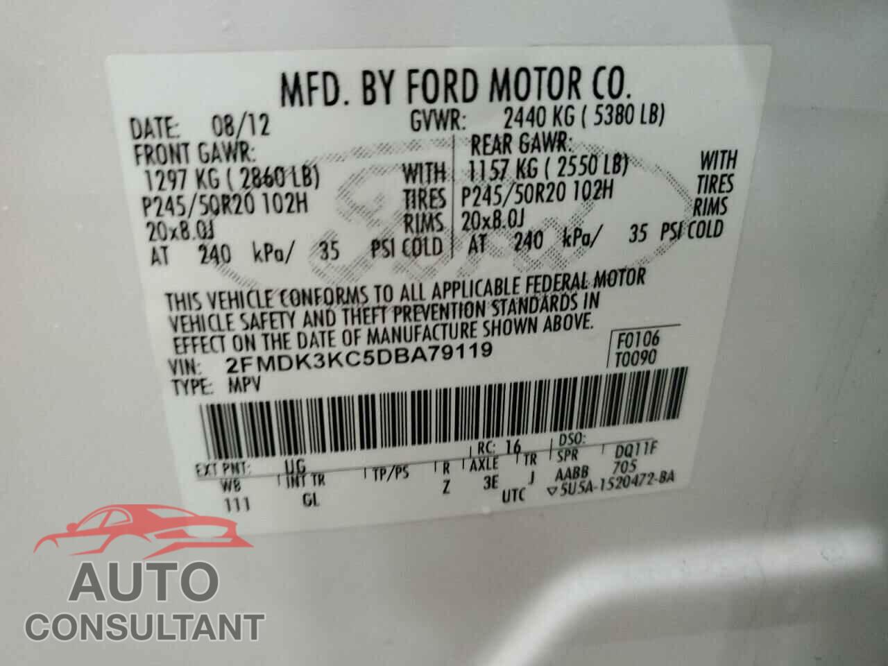 FORD EDGE 2013 - 2FMDK3KC5DBA79119