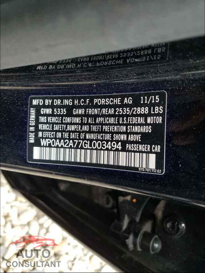 PORSCHE PANAMERA 2016 - WP0AA2A77GL003494