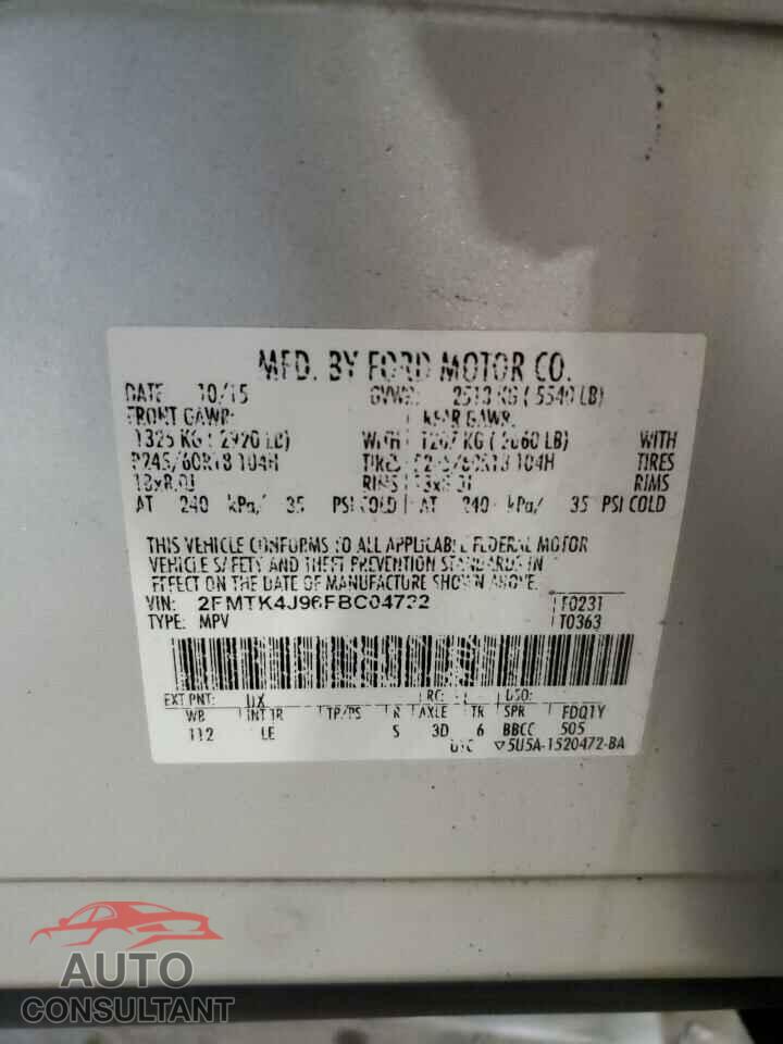 FORD EDGE 2015 - 2FMTK4J96FBC04722