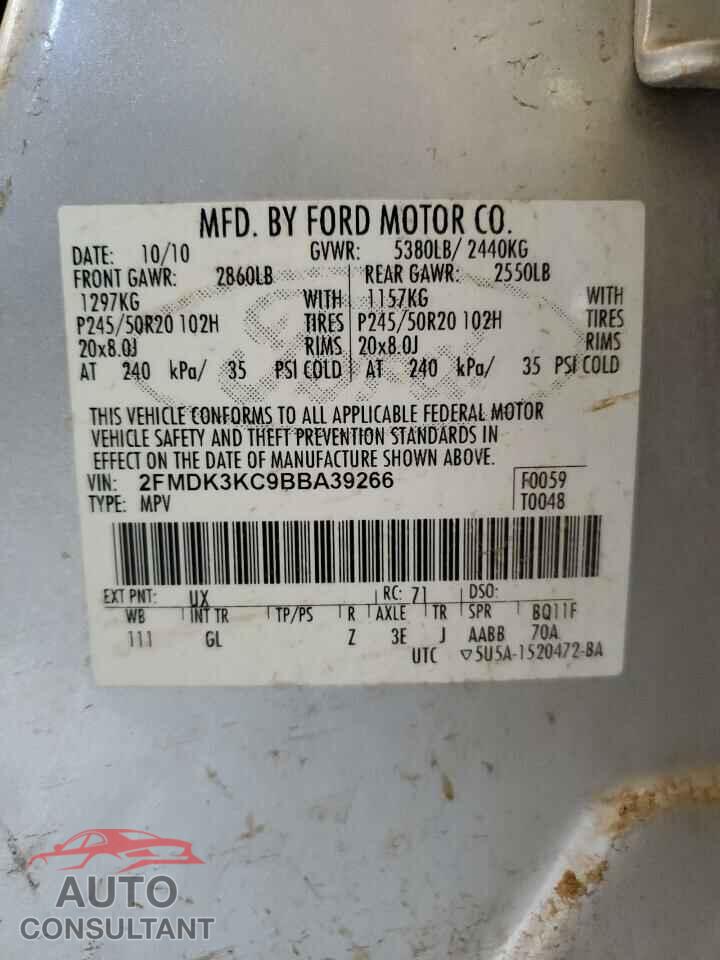 FORD EDGE 2011 - 2FMDK3KC9BBA39266