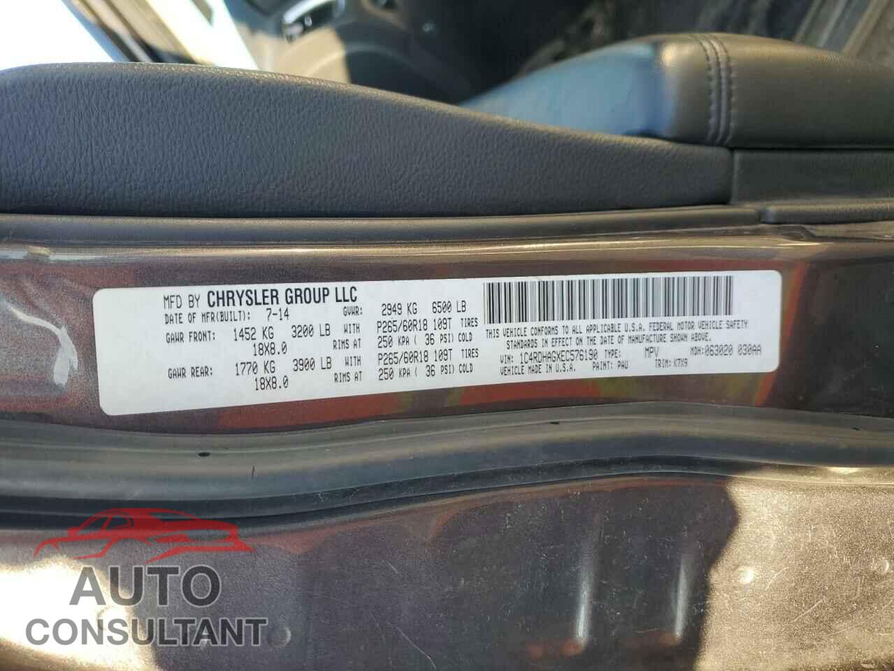 DODGE DURANGO 2014 - 1C4RDHAGXEC576190