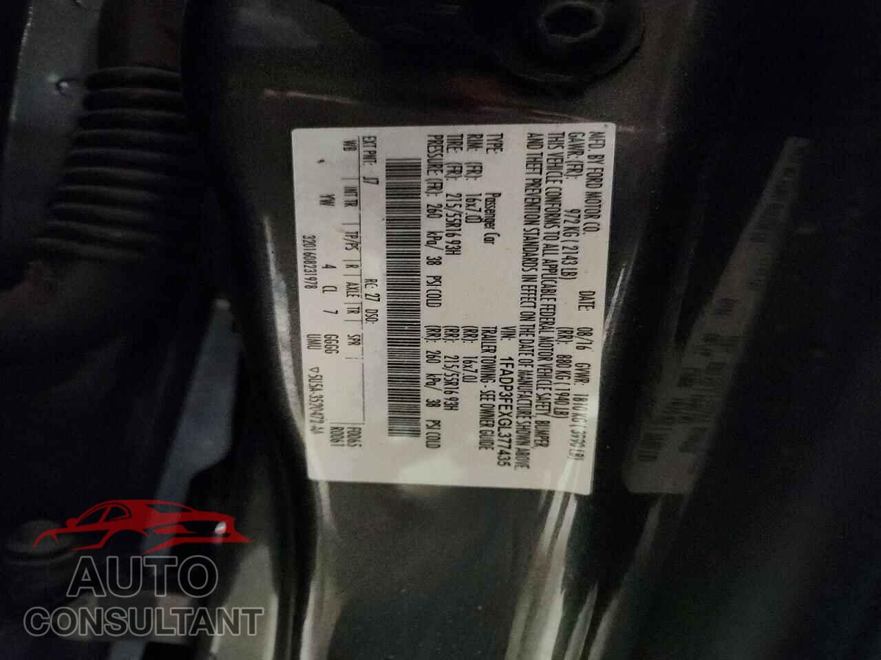 FORD FOCUS 2016 - 1FADP3FEXGL377435