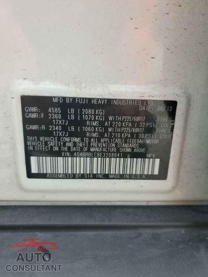SUBARU OUTBACK 2014 - 4S4BRBLC8E3208841