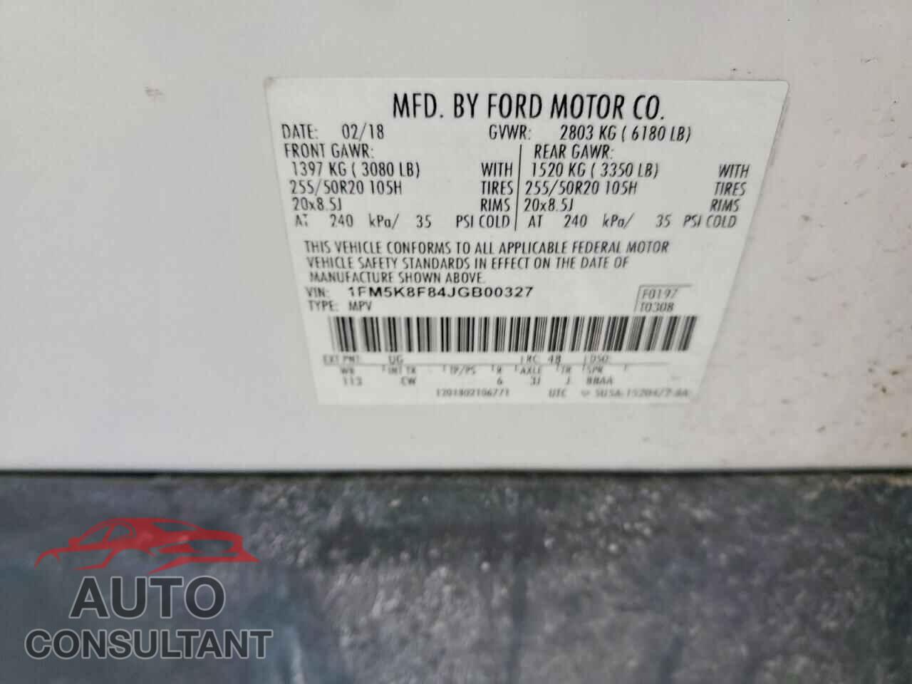 FORD EXPLORER 2018 - 1FM5K8F84JGB00327