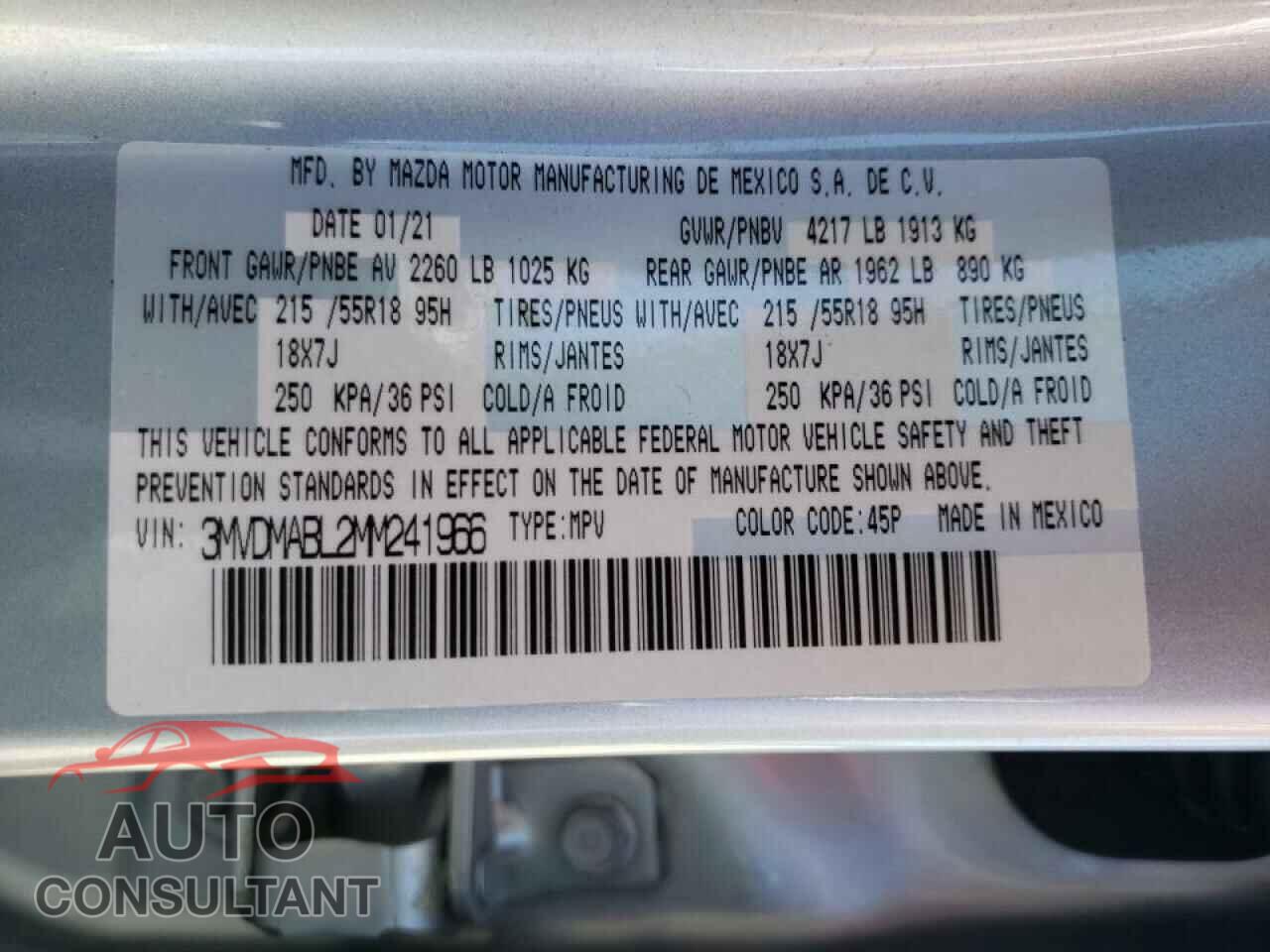 MAZDA CX30 2021 - 3MVDMABL2MM241966