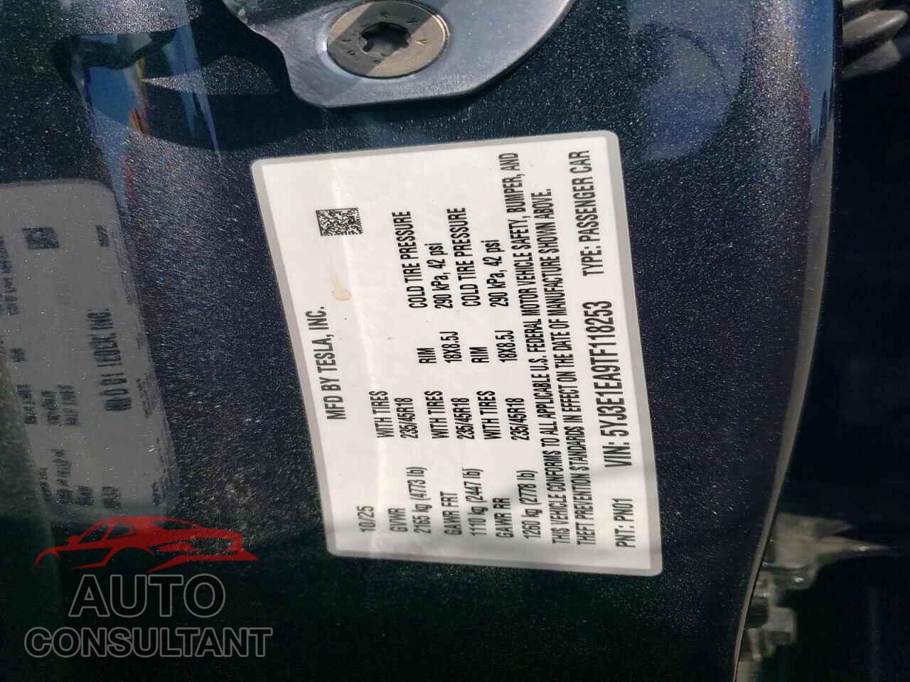 TESLA MODEL 3 2026 - 5YJ3E1EA9TF118253