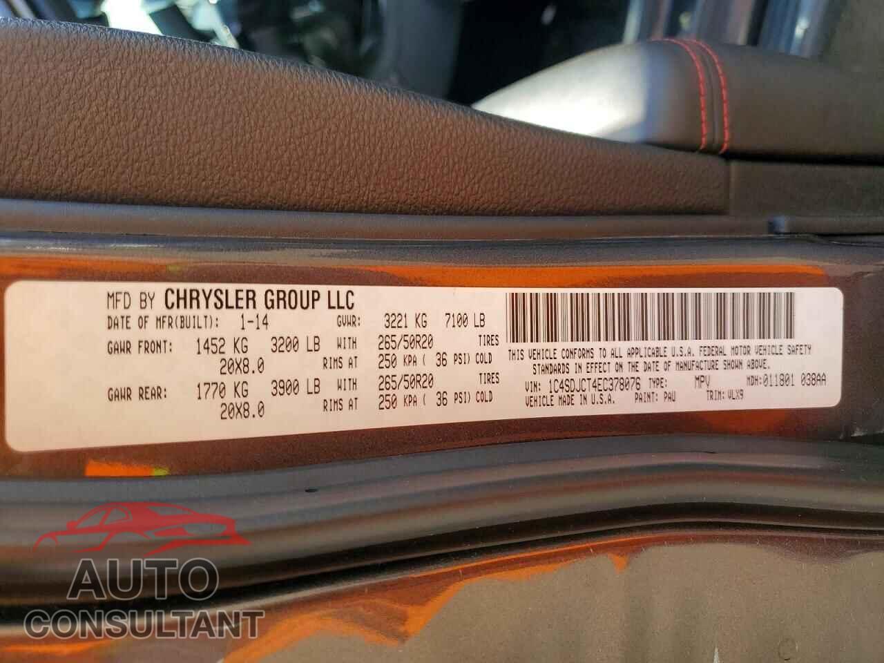 DODGE DURANGO 2014 - 1C4SDJCT4EC378076