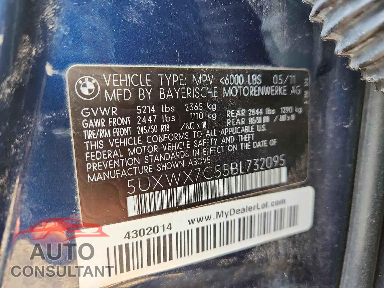BMW X3 2011 - 5UXWX7C55BL732095