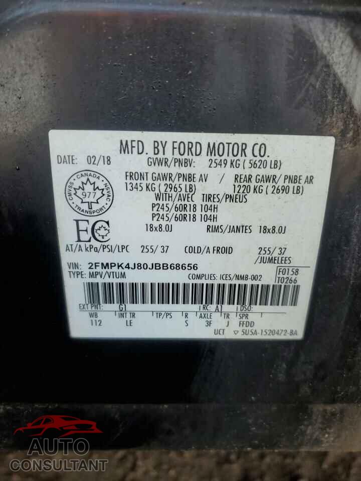 FORD EDGE 2018 - 2FMPK4J80JBB68656