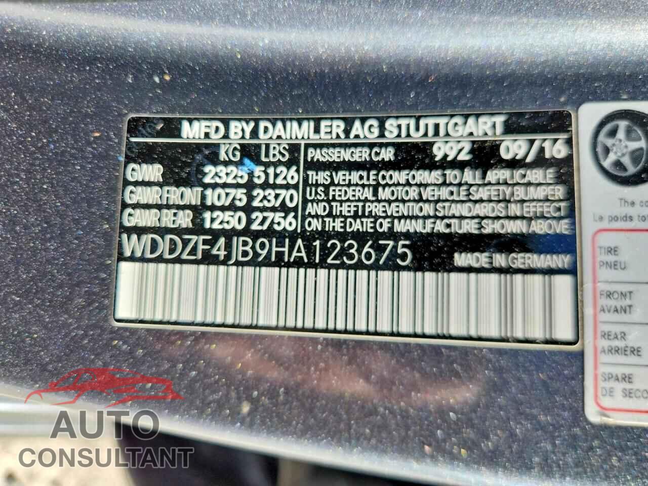 MERCEDES-BENZ E-CLASS 2017 - WDDZF4JB9HA123675