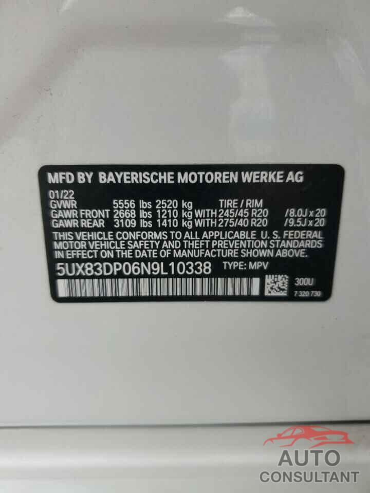 BMW X3 M40I 2022 - 5UX83DP06N9L10338