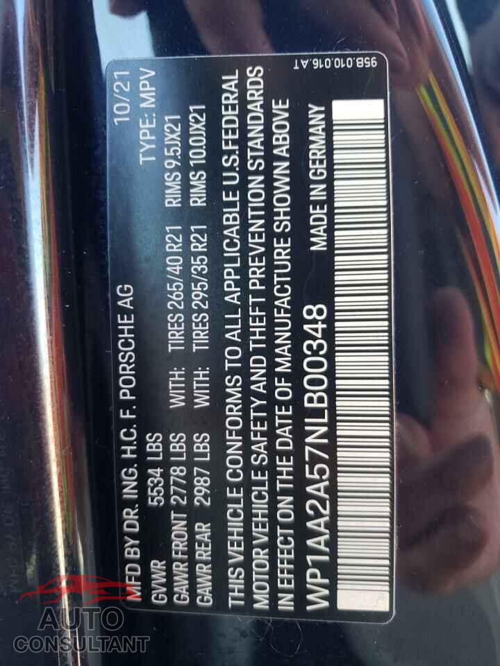 PORSCHE MACAN 2022 - WP1AA2A57NLB00348