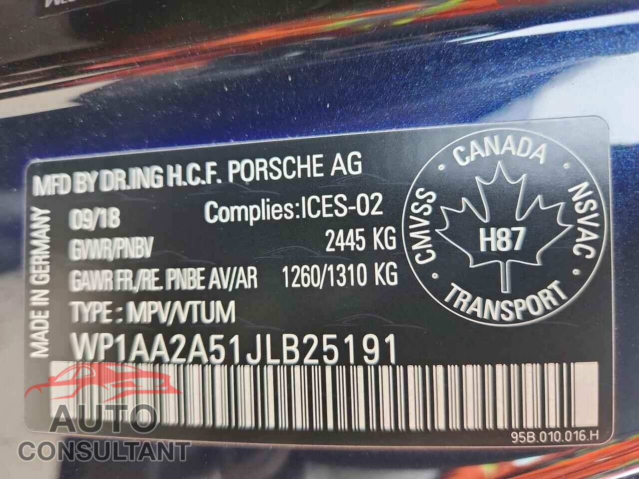 PORSCHE MACAN 2018 - WP1AA2A51JLB25191