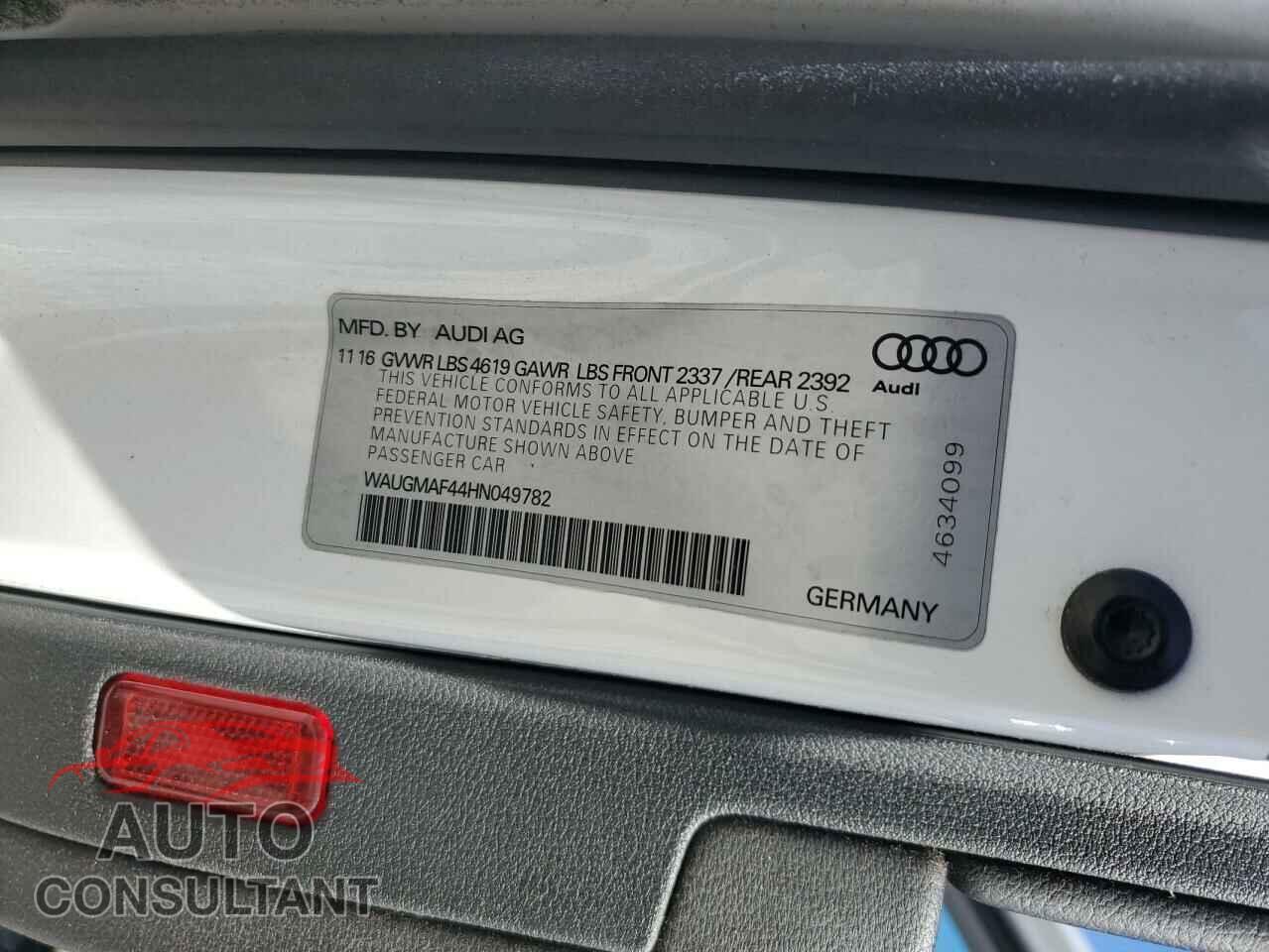 AUDI A4 2017 - WAUGMAF44HN049782