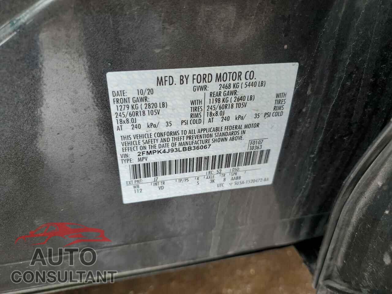 FORD EDGE 2020 - 2FMPK4J93LBB36067