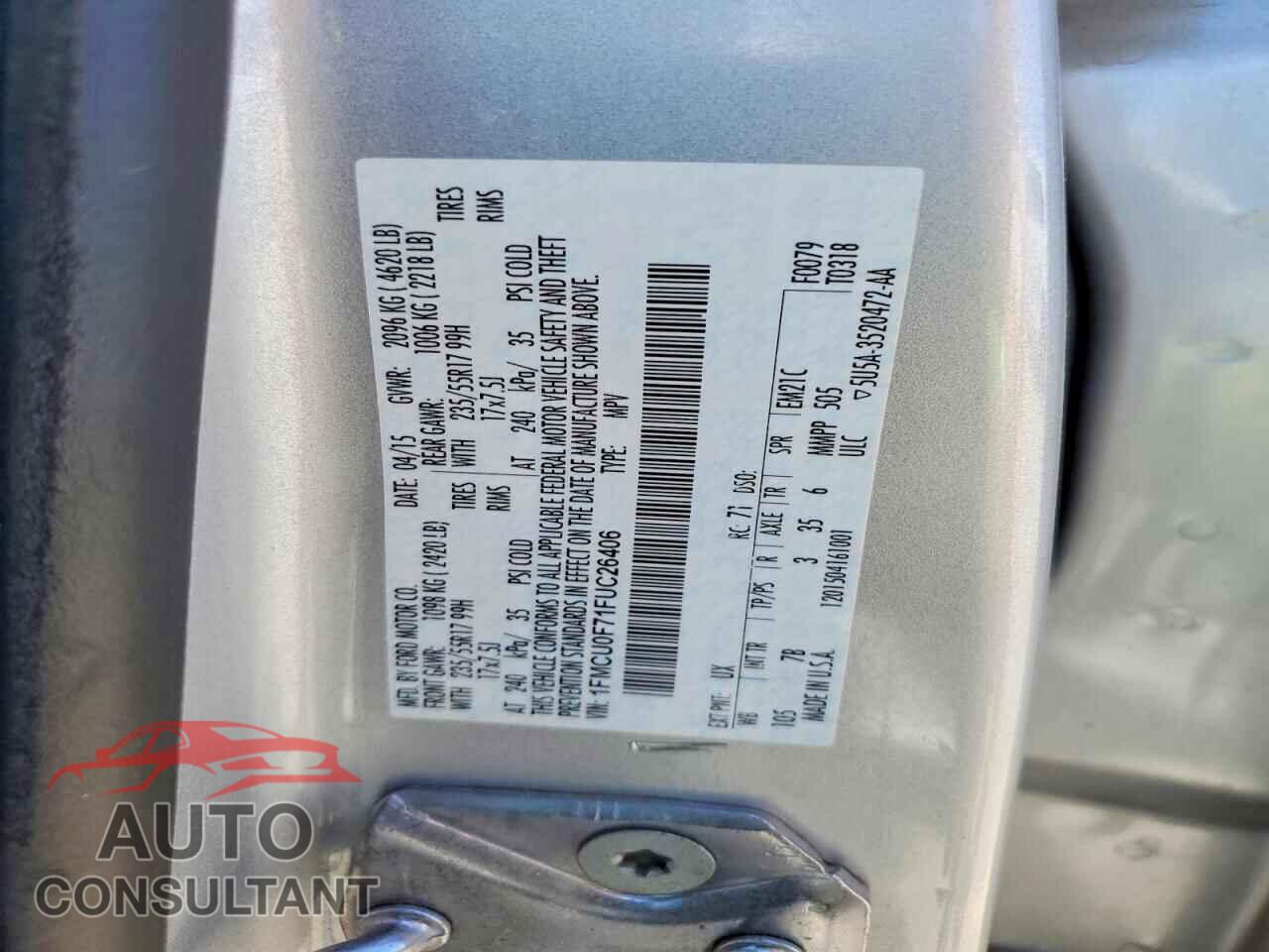 FORD ESCAPE 2015 - 1FMCU0F71FUC26406