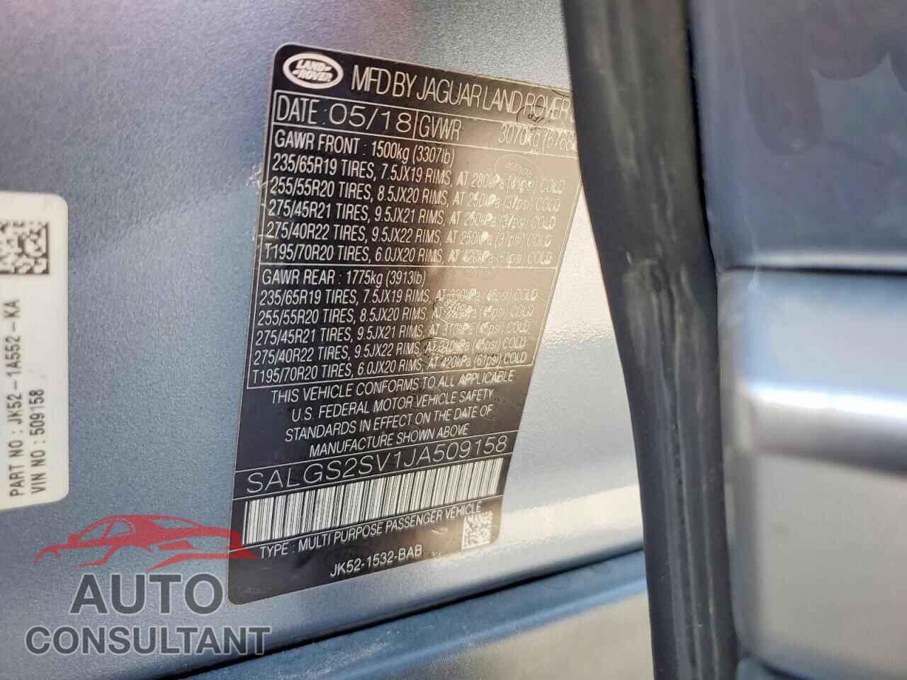 LAND ROVER RANGEROVER 2018 - SALGS2SV1JA509158