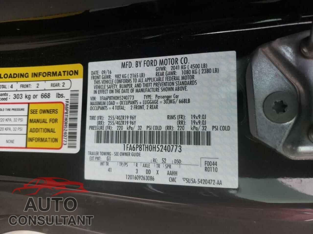 FORD MUSTANG 2017 - 1FA6P8TH0H5240773