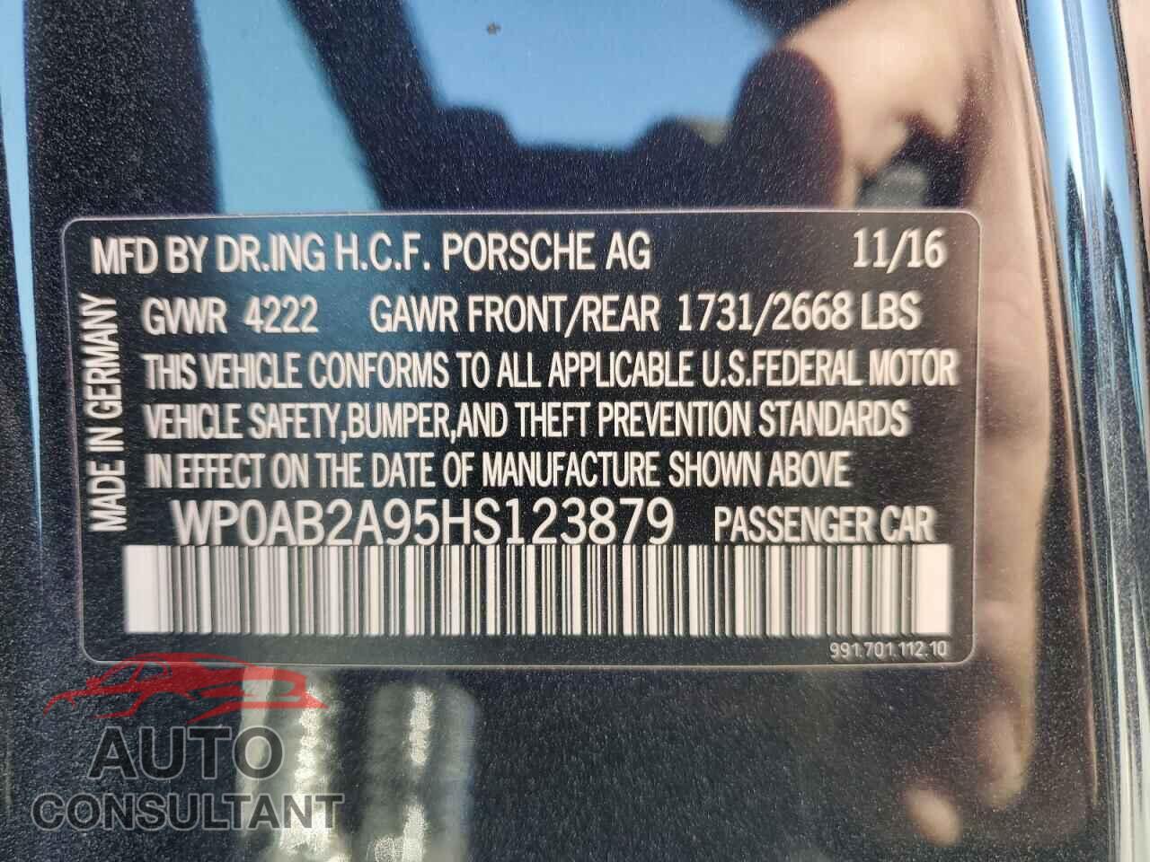 PORSCHE 911 2017 - WP0AB2A95HS123879