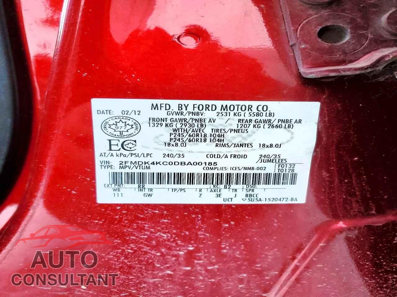 FORD EDGE 2013 - 2FMDK4KC0DBA00185
