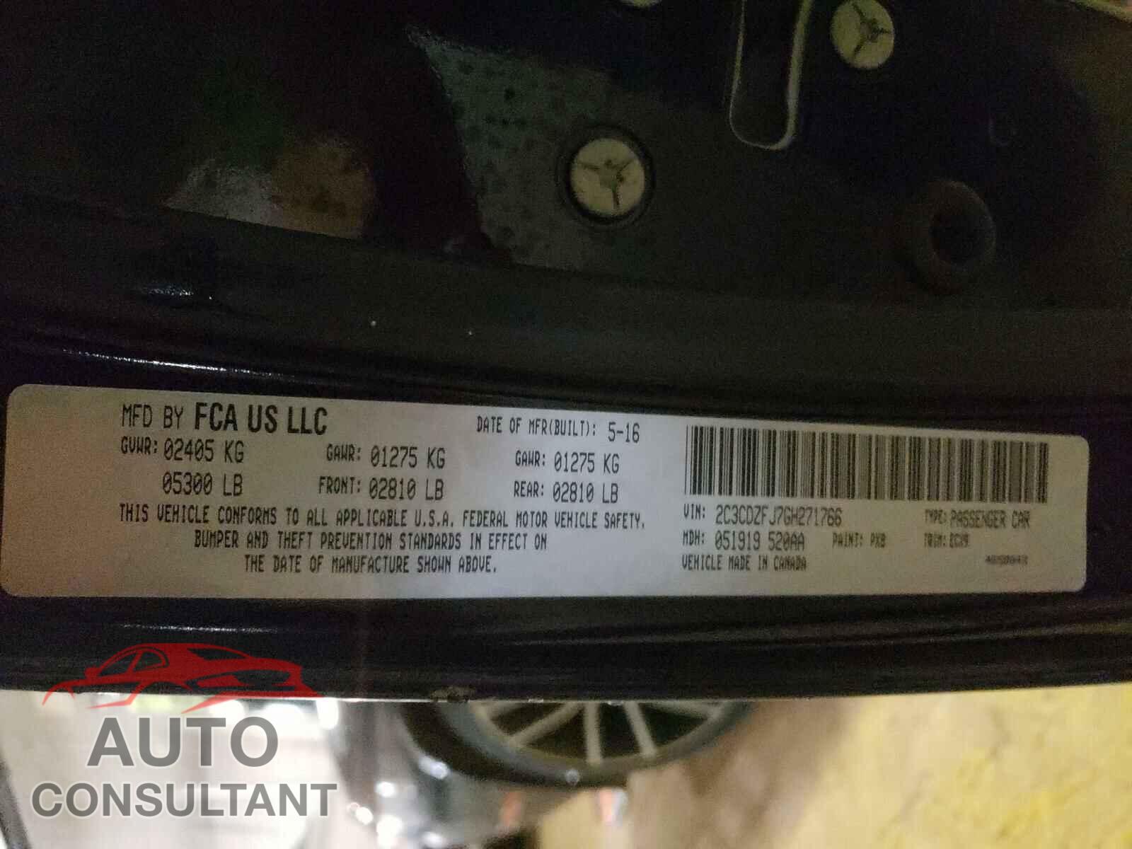 DODGE CHALLENGER 2016 - 2C3CDZFJ7GH271766