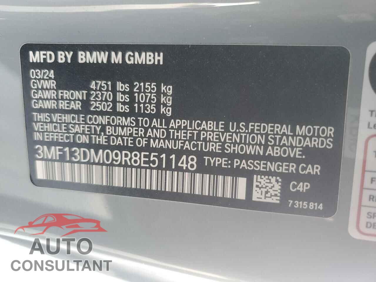 BMW M2 2024 - 3MF13DM09R8E51148