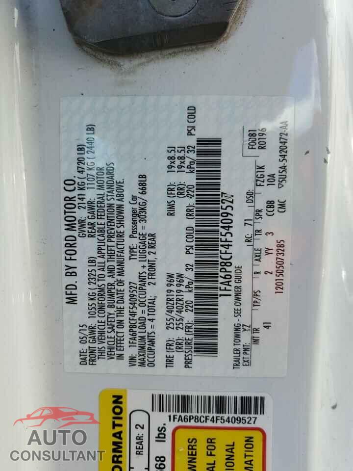 FORD MUSTANG 2015 - 1FA6P8CF4F5409527