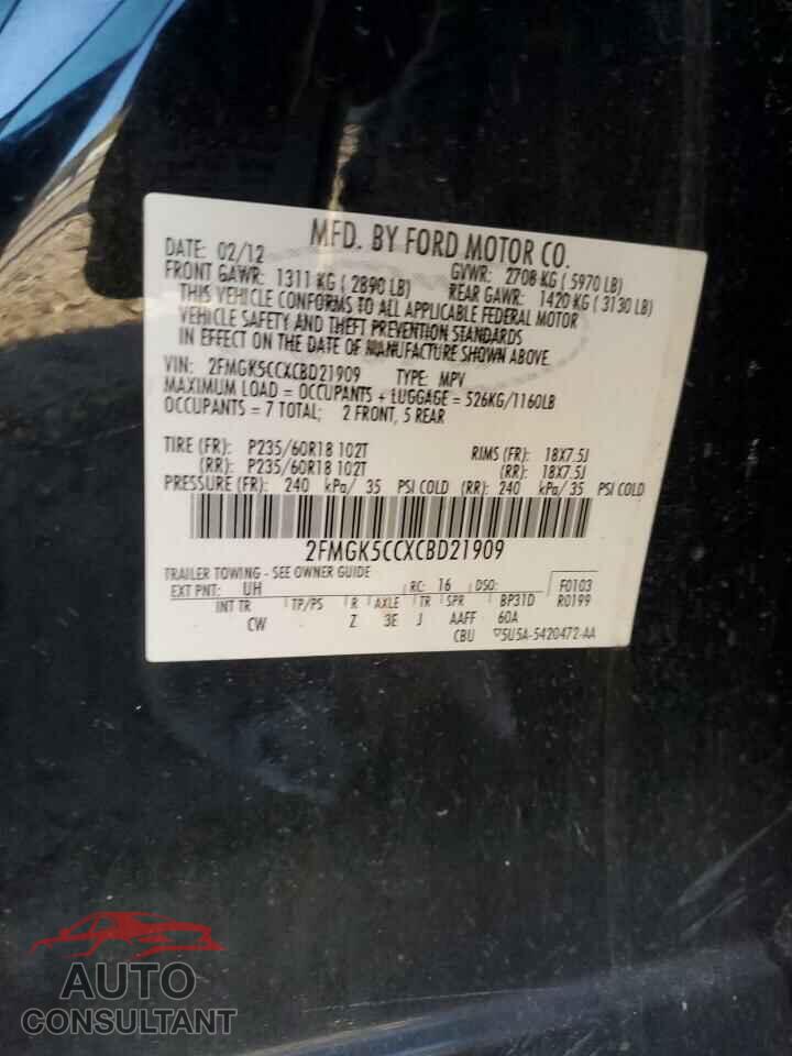 FORD FLEX 2012 - 2FMGK5CCXCBD21909